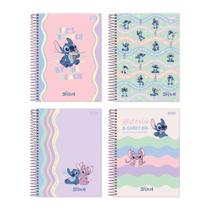 Caderno Espiral Foroni Colegial Capa Dura - Stitch 1 Matéria 80 Folhas - Embalagem com 4 Unidades