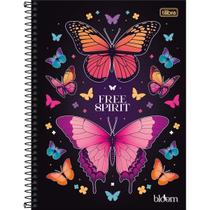 Caderno Espiral Grande Bloom Borboletas 10 Matérias 80 Folhas Capa Dura Tilibra Fofo Primavera Flores