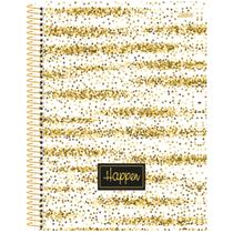 Caderno Espiral (GRANDE) Happen 10 Matérias 160 Folhas Universitário - Animativa Fashion Glitter Dourado