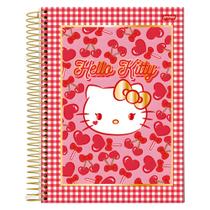 Caderno Espiral Grande Hello Kitty 10 Matérias 160 Folhas Capa Dura Jandaia Fofo Papelaria Kawaii COR:LOVE