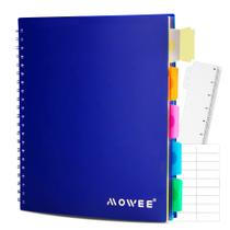 Caderno espiral MOWEE 5 Subject College Ruled 200 páginas azul Caderno espiral MOWEE 5 Subject College Ruled 200 páginas azul