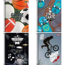 Caderno Espiral Tilibra Universitário Capa Dura 01 Matéria Vibe Masculino - Embalagem com 4 Unidades