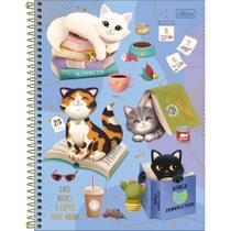 Caderno Espiral Tilibra Universitário Capa Dura Purrfect Cats 10 Matérias 160 Folhas - Embalagem com 4 Unidades