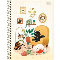 Caderno Espiral Univ 1 Matéria Purrfect Cats 80 Folhas Tilibra