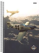 Caderno Espiral Universitário Air Attack Aviação Capa Dura 10 Matérias 160 Folhas Animativa