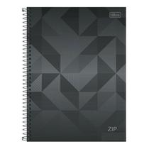 Caderno Espiral Universitário Zip Geométrico 10 Matérias Cinza - Tilibra