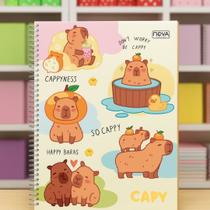 Caderno Feminino 1 Materia Capa Dura 80 FLS Capivara c Adesivo