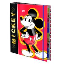 Caderno Fichário Argolado Mickey Colegial Com Elástico Dac