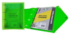 Caderno Fichario Argolado Neon PVC + Bloco + 6 Divisórias