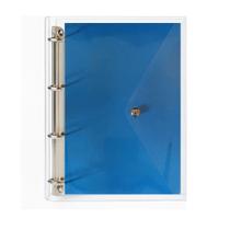 Caderno Fichário Argolado Pasta Organizadora 4 Argolas Azul Transparente Fechamento com Botão