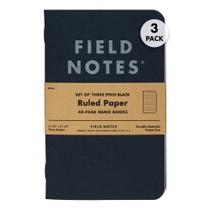 Caderno Field Notes Pitch Black 3 Unidades Linhas 9x14 cm Caderno Field Notes Pitch Black 3 Unidades Linhas 9x14 cm
