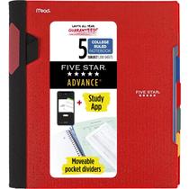 Caderno Five Star 5 Subject College Ruled 200 folhas vermelho