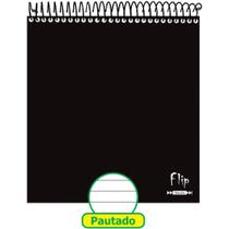 Caderno FLIP Capa Dura Neutro Preto Vertical 80 Folhas Pacote com 4