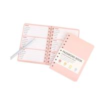 Caderno Gerenciador De Senhas 65 Folhas Capa Dura PVC Com Espiral E Etiquetas Para Casa, Escola E