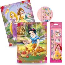 Caderno Grande Princesas Disney Brochura Capa Dura Kit 2un com Pauta + Kit Escolar 4pcs Ensino Fundamental - Tilibra Caderno Grande Princesas Disney Brochura Capa Dura Kit 2un com Pauta + Kit Escolar 4pcs Ensino Fundamental - Tilibra