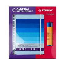 Caderno grande shades of blue combo stabilo caderno inteligente