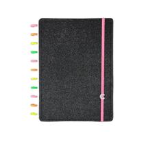 Caderno inteligente a5 lets glitter neon black 80 folhas
