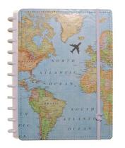 Caderno Inteligente By Gocase Mapa Mundi Azul Grande 80 Fls