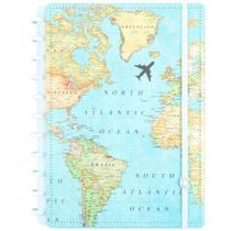 Caderno Inteligente By Gocase Mapa Mundi Azul Medio 80 Fls