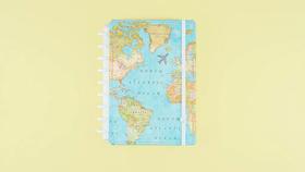 Caderno inteligente by gocase mapa mundi azul - medio