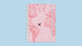 Caderno Inteligente By Gocase Mapa Mundi Rosa Grande 80 Fls