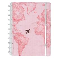 Caderno Inteligente By Gocase Mapa Mundi Rosa - Grande