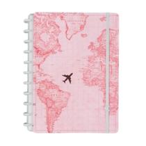Caderno Inteligente By Gocase Mapa Mundi Rosa Tamanho Grande