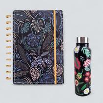 Caderno Inteligente C/ Garrafa 800ml Inox Floridos Coleção