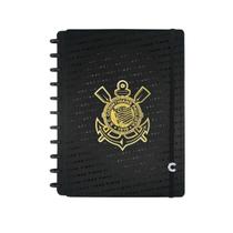Caderno Inteligente Corinthians Fiel Timão Ci Preto Tamanho Grande de Disco 80 Folhas