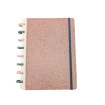Caderno Inteligente Disco Glamour Brilho Glitter Rose Grace