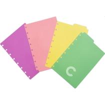 Caderno Inteligente Divisórias A5 Pastel - Pacote com 4 Unidades