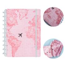 Caderno Inteligente Grande A4 80Fls Gocase Mapa Mundi Rosa