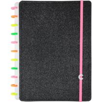 Caderno Inteligente Grande LETS Glitter Neon BLACK