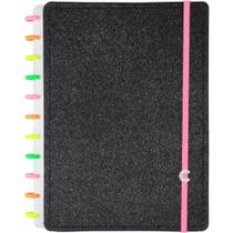 Caderno inteligente grande lets glitter neon black