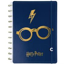 Caderno Inteligente Harry Potter Azul A4 Tamanho Grande Capa Dura Deluxe Discos Universitário Escolar Folha Destacável