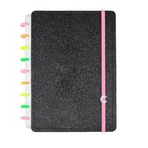 Caderno Inteligente Let's Glitter Neon Black - Médio