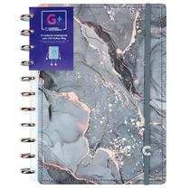 Caderno Inteligente ONYX G+ MÁRMORE Tamanho A4 GRANDE 140 Folhas 90g Capa Dura Disco Universitário Folha Destacável