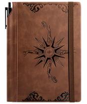 Caderno Journal CAGIE Compass Leather A5 288p para homens Caderno Journal CAGIE Compass Leather A5 288p para homens