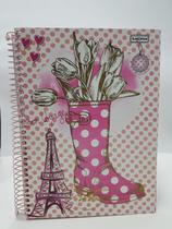 Caderno Kajoma universitário vintage bota com flores 200fls