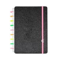 Caderno Lets Glitter Neon Black - Medio