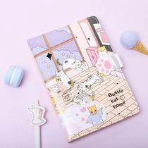 Caderno Luxo com Fecho Magnético - Capa acolchoada Patinha de Gato - Caderno Diário Puff Gatinhos - Jingu Stationery