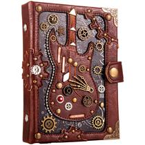 Caderno LZLighactor Punk Style Leather Journal A5 Castanho
