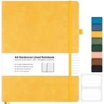 Caderno MALEDEN A4 - Capa Dura em Couro Amarelo - Pauta Universitária
