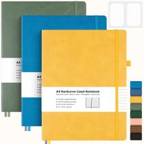 Caderno MALEDEN College Ruled A4, capa dura, capa dura, pacote com 3