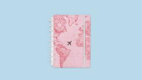 Caderno medio by gocase mapa mundi rosa caderno inteligente