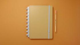 Caderno medio laranja pastel caderno inteligente