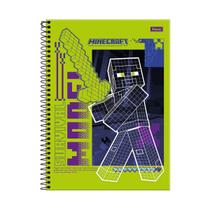 Caderno Minecraft Creeper Espiral Capa Dura 1 Matéria 80F