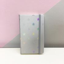 Caderno Mini Estrelas Glitter Capa Dura Moleskin Papelaria fofa