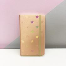 Caderno Mini Estrelas Glitter Capa Dura Moleskin Papelaria fofa