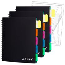 Caderno MOWEE Spiral 5 Subject College Rule com divisórias, pacote com 3 Caderno MOWEE Spiral 5 Subject College Rule com divisórias, pacote com 3